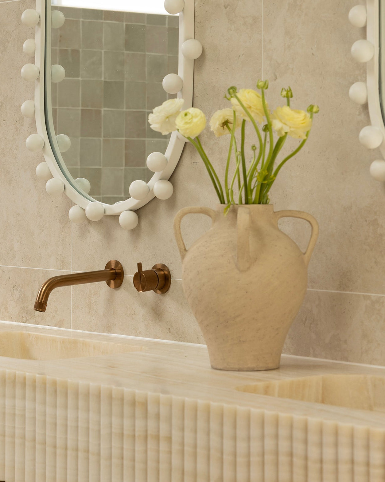 House of 9 Ella Large Tall Ceramic Vase with handles Washed Earth