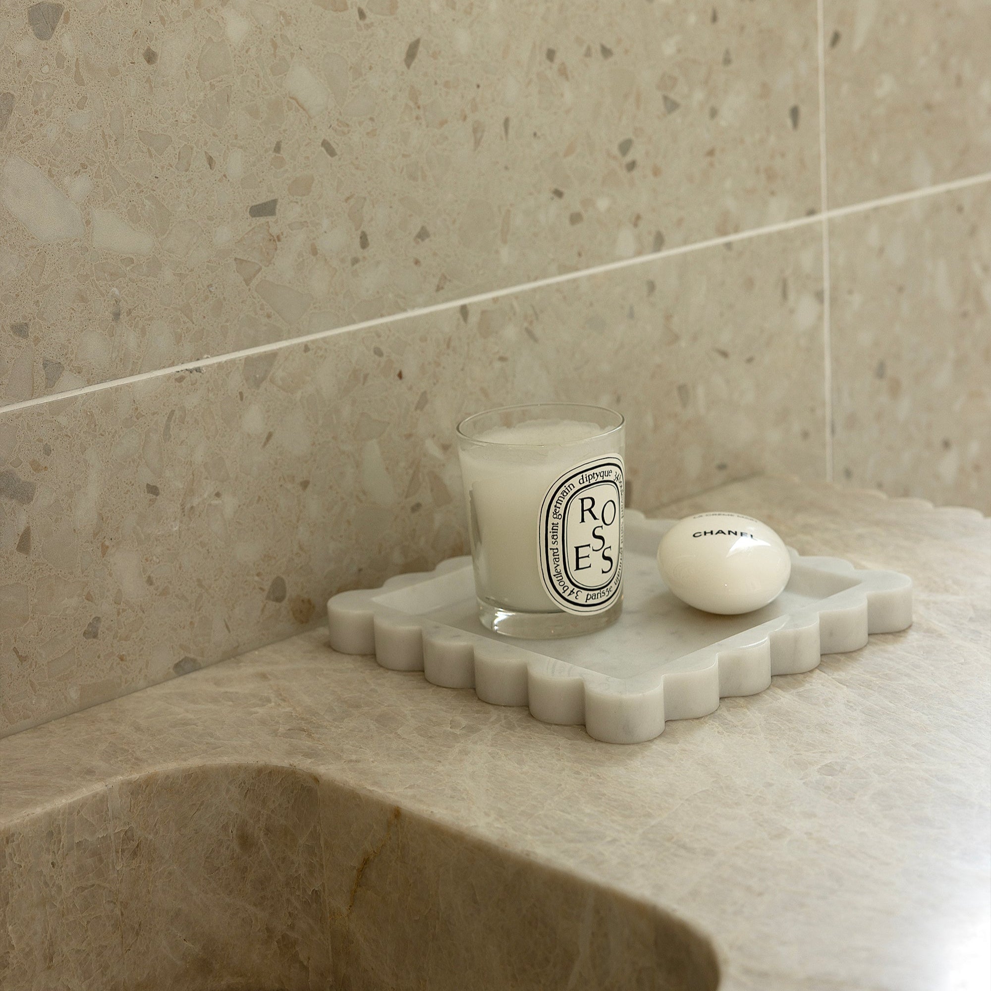 iris scalloped marble tray cararra white house of 9