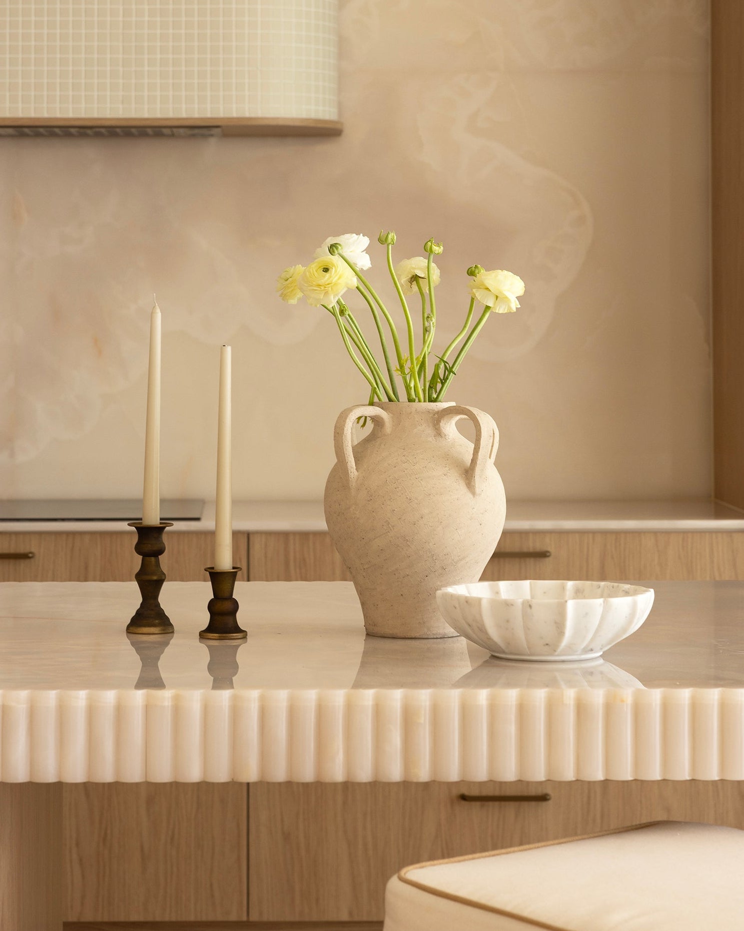 House of 9 Ella Large Tall Ceramic Vase with handles Washed Earth