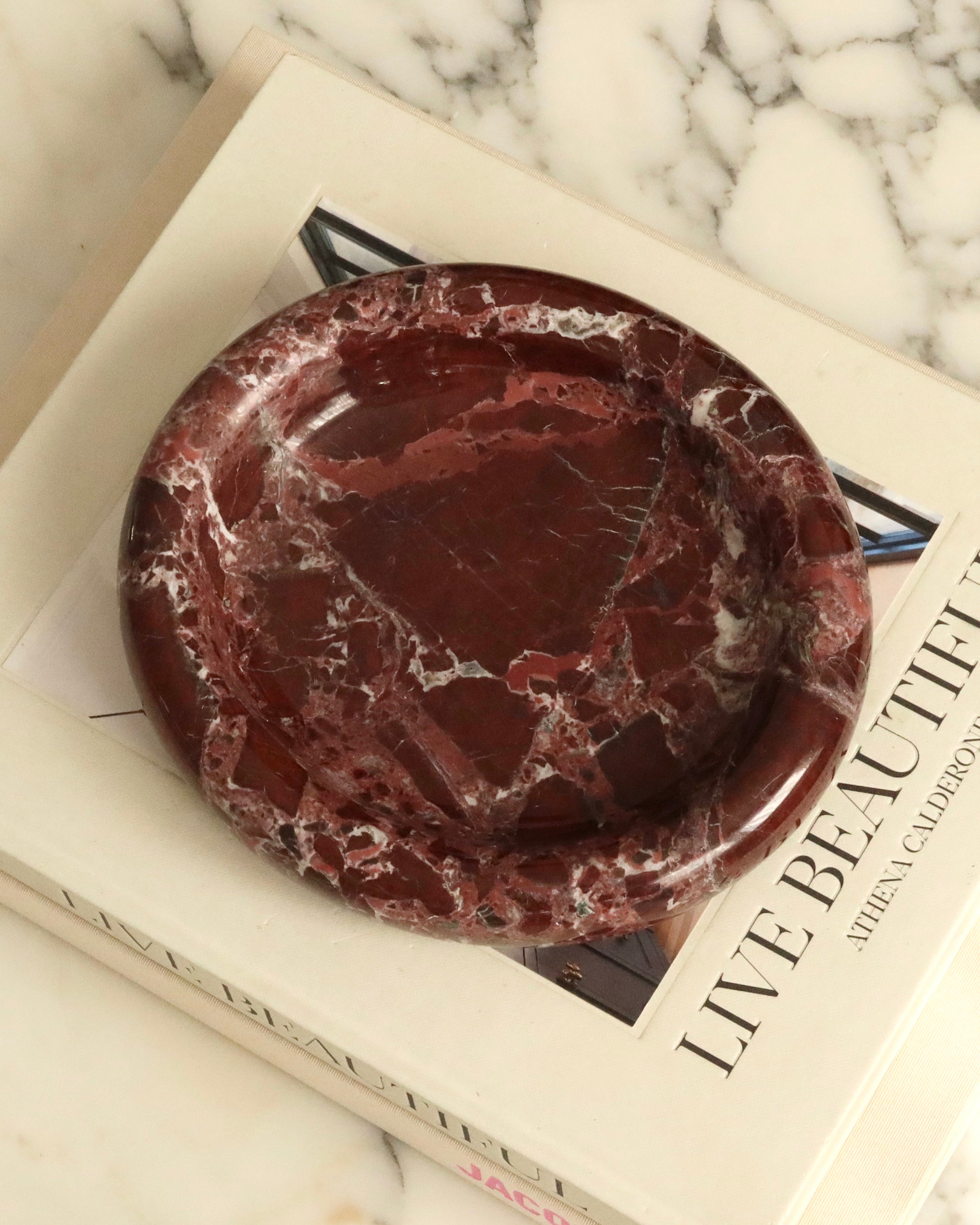 Marlo Curved Oval Marble Tray Rosso Levanto