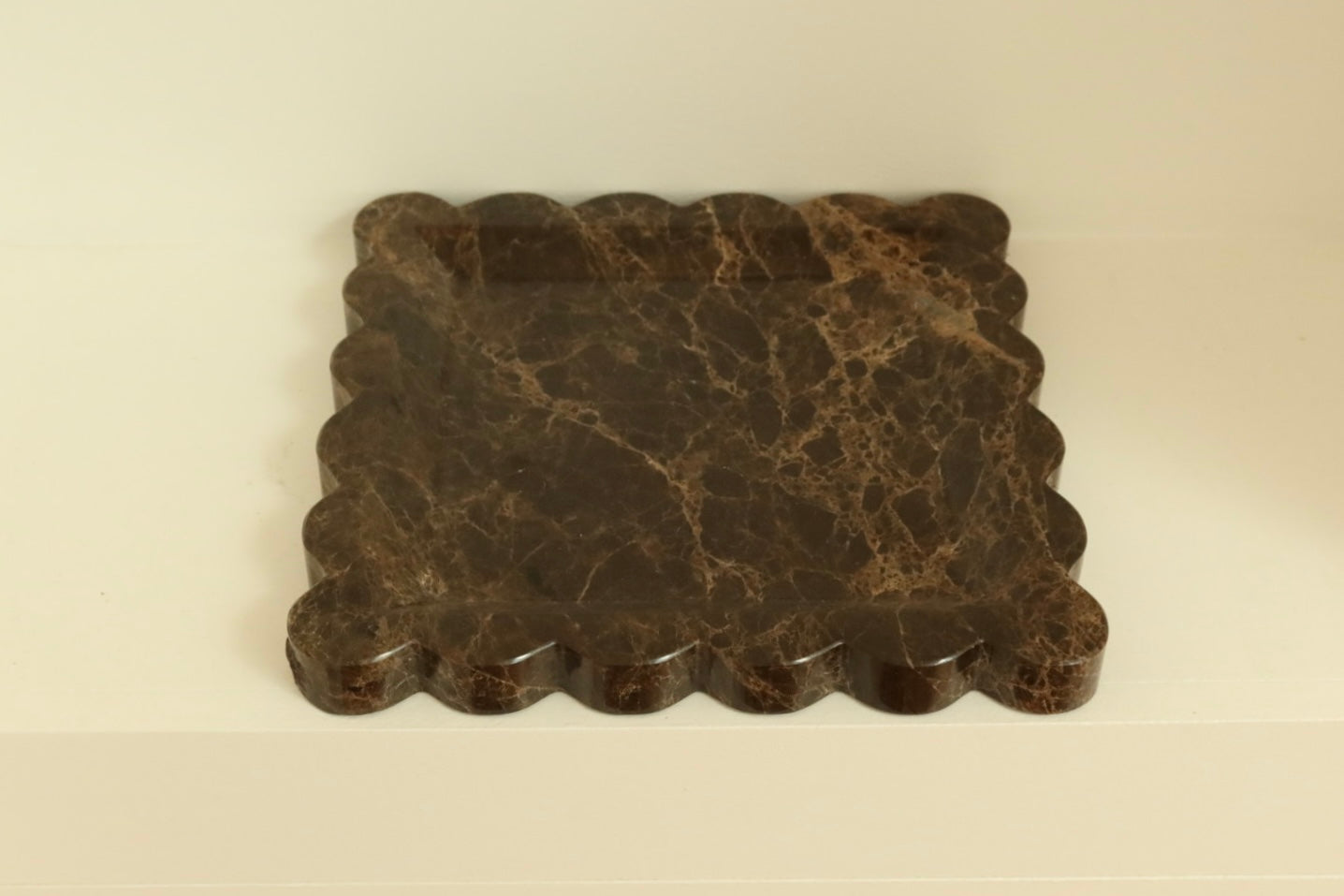 Iris scalloped marble tray emperador dark brown house of 9