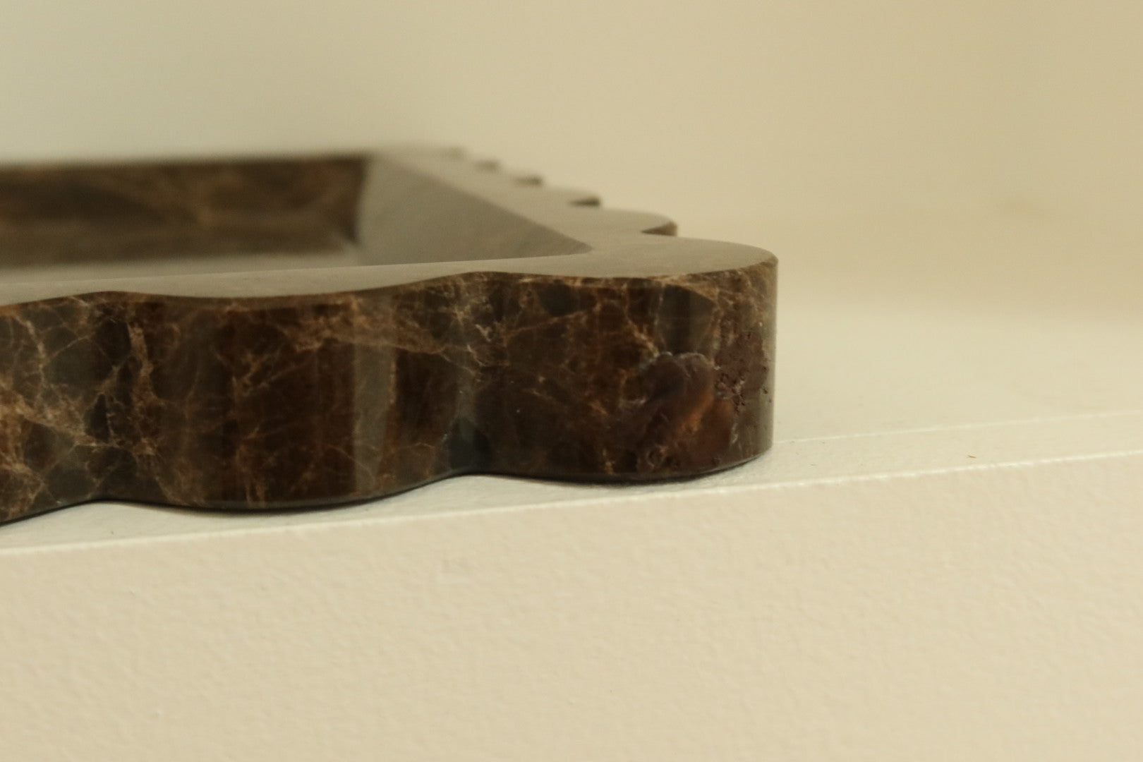 Iris scalloped marble tray emperador dark brown house of 9