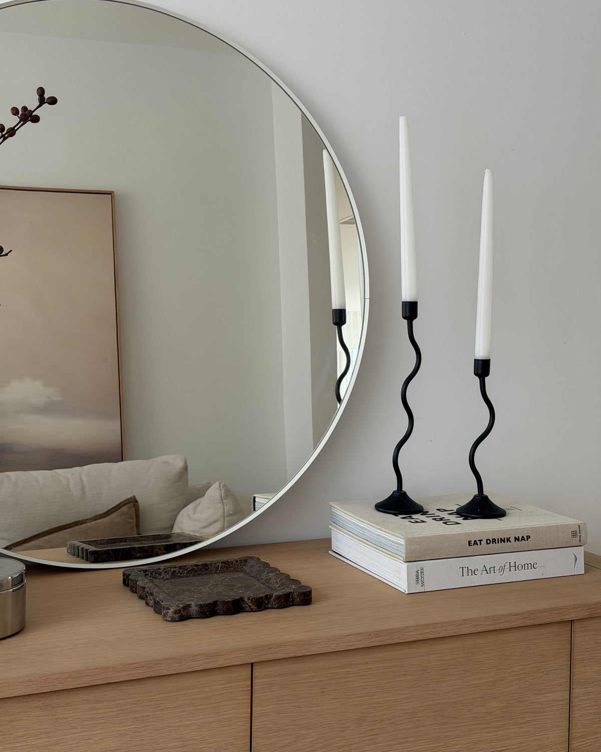 House of 9 Sienna Black Wavy Candle Holder medium, large