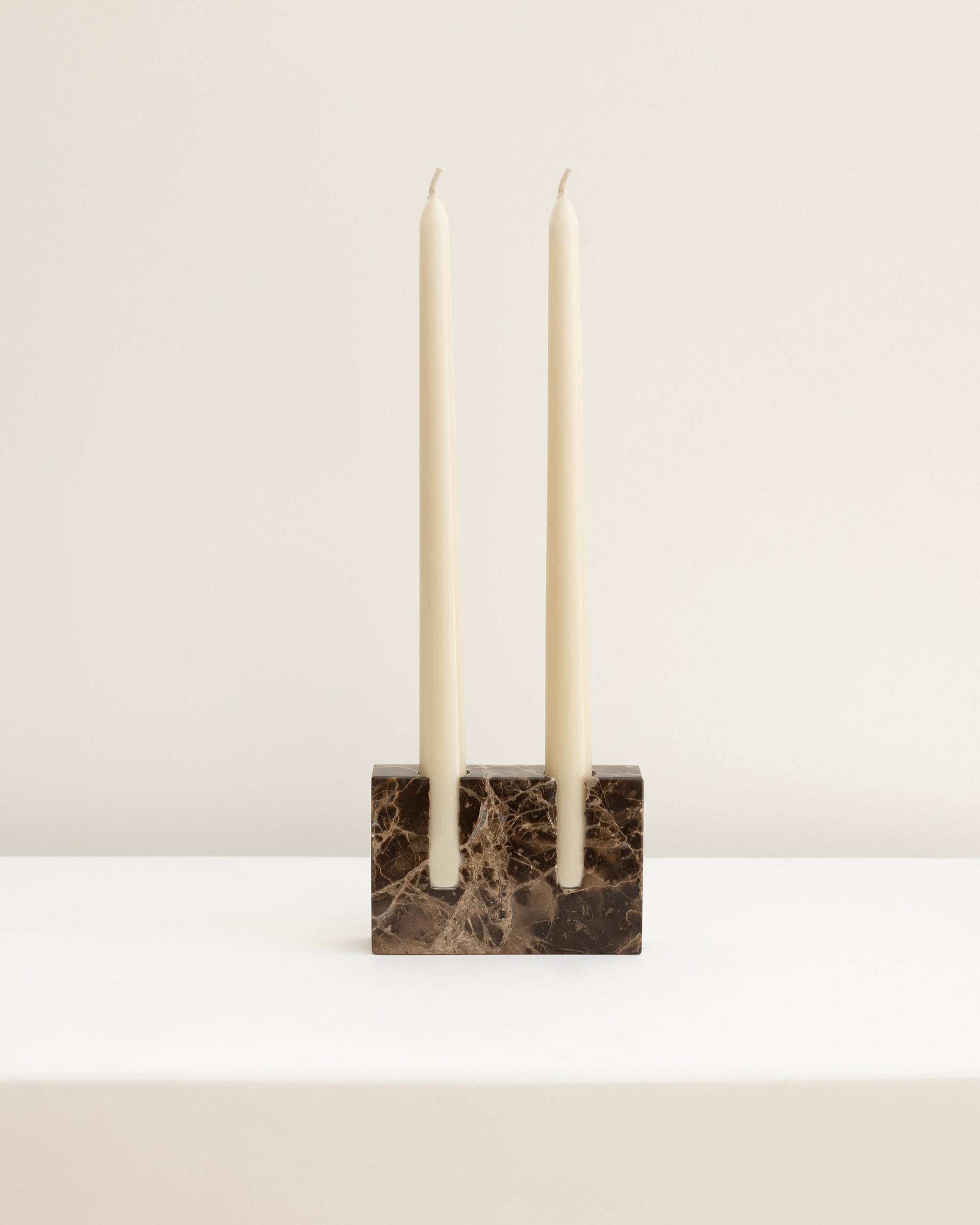 House of 9 Zander Candle Stick Stand Holder Emperador Dark Brown Marble