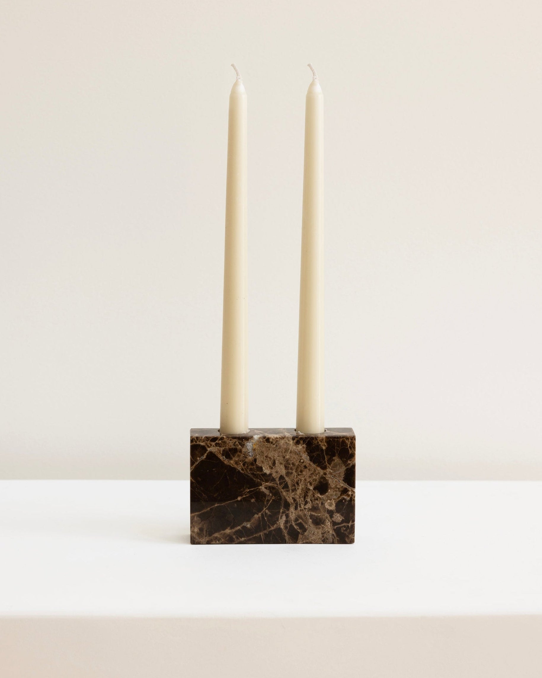 House of 9 Zander Candle Stick Stand Holder Emperador Dark Brown Marble