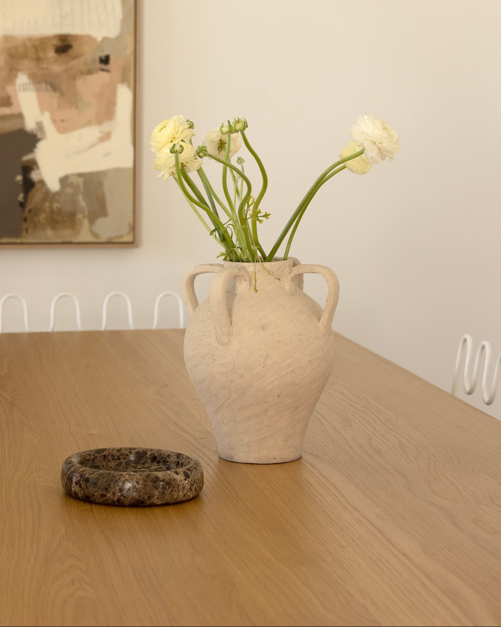 House of 9 Ella Large Tall Ceramic Vase with handles Washed Earth