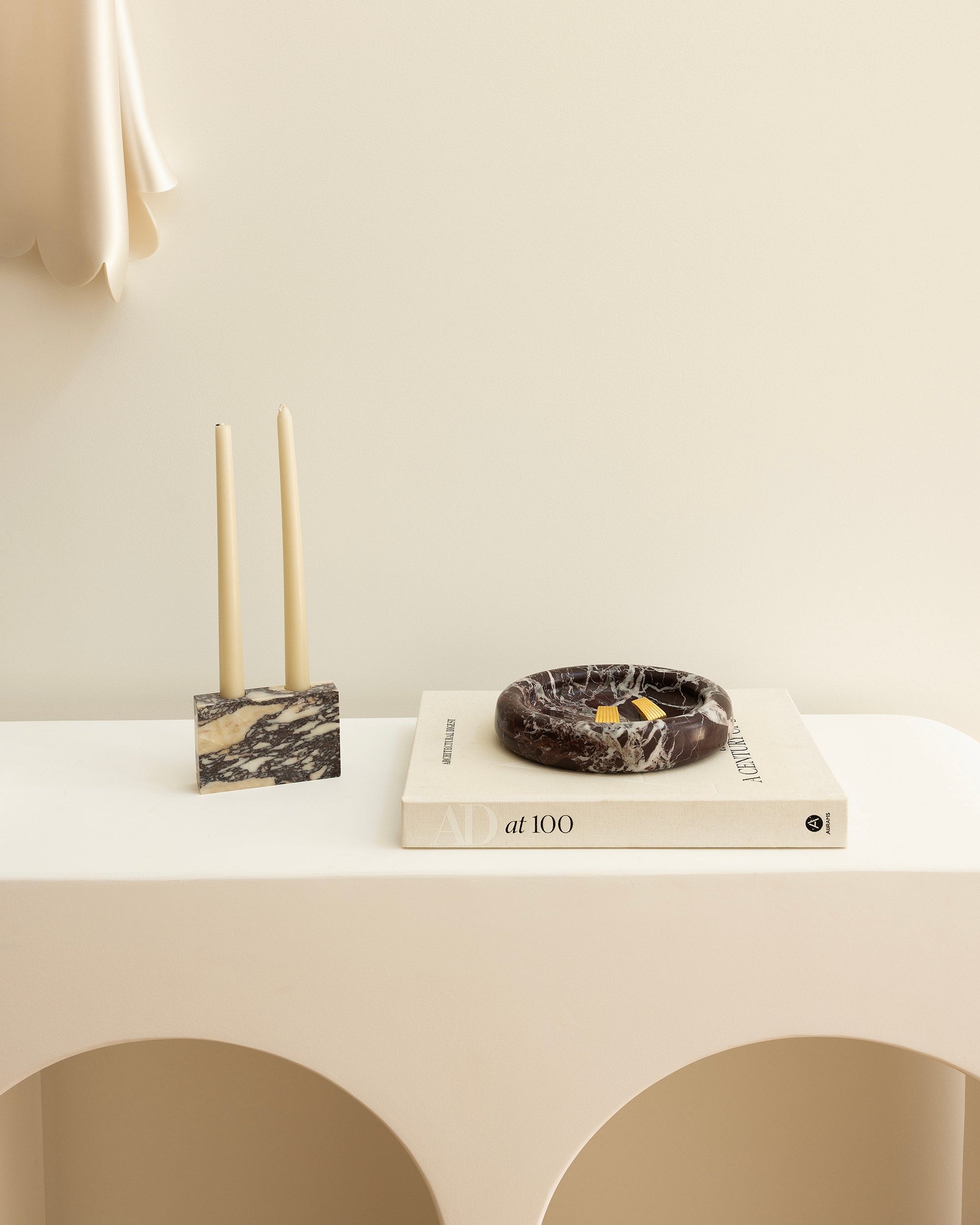 House of 9 Zander Candle Stick Stand Holder Calacatta Viola Marble