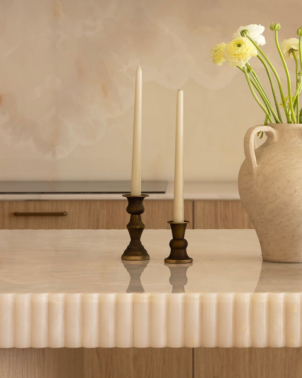 House of 9 Alina Gold Candle Holder in Vintage Gold medium large