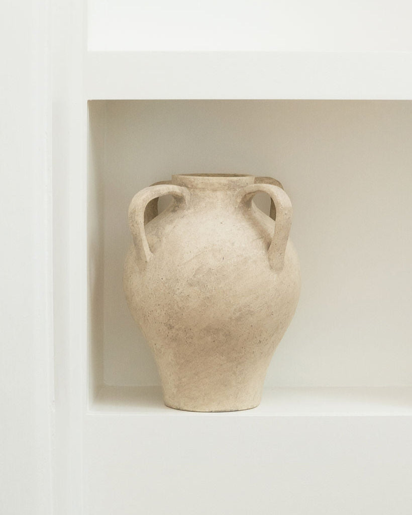 House of 9 Ella Large Tall Ceramic Vase with handles Washed Earth