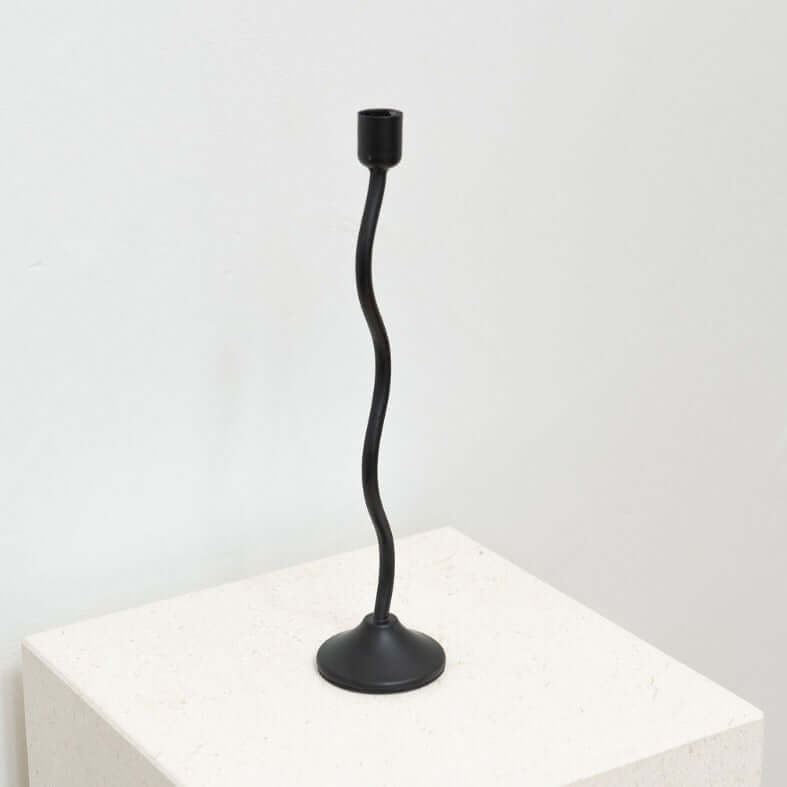 House of 9 Sienna Black Wavy Candle Holder Large