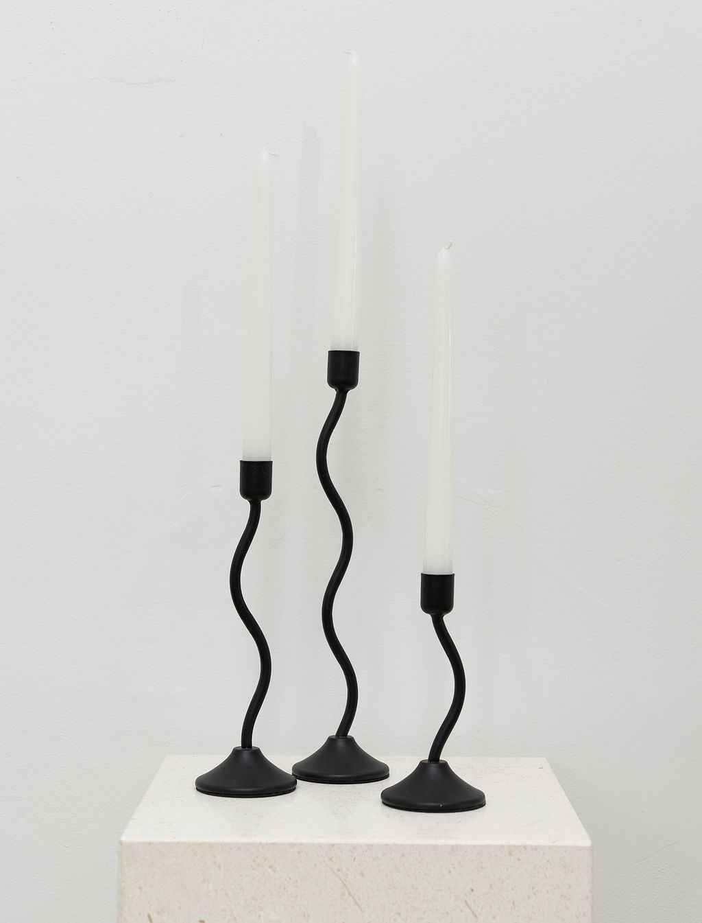 House of 9 Sienna Black Wavy Candle Holder, Large, Medium, Small