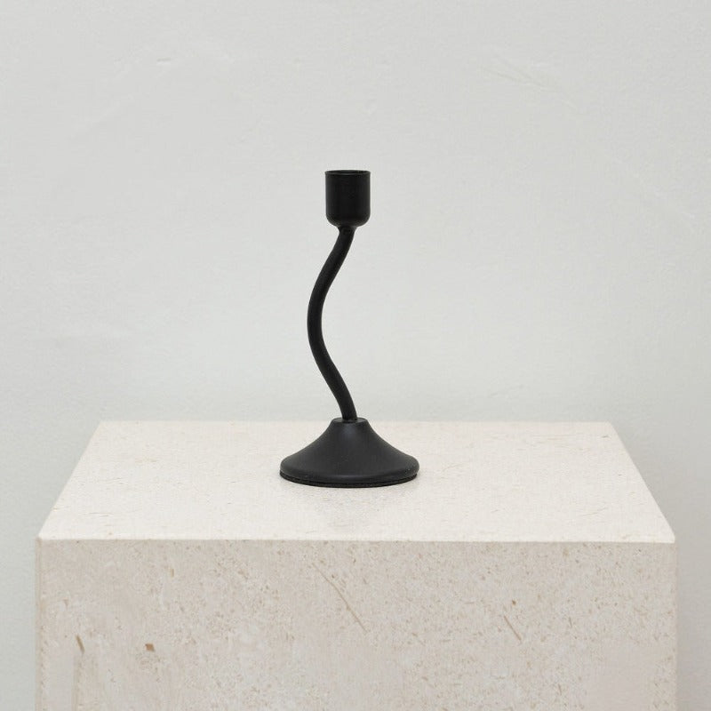 House of 9 Sienna Black Wavy Candle Holder Small