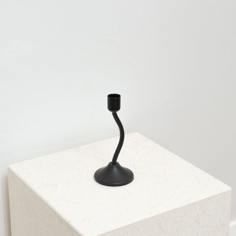 House of 9 Sienna Black Wavy Candle Holder Small