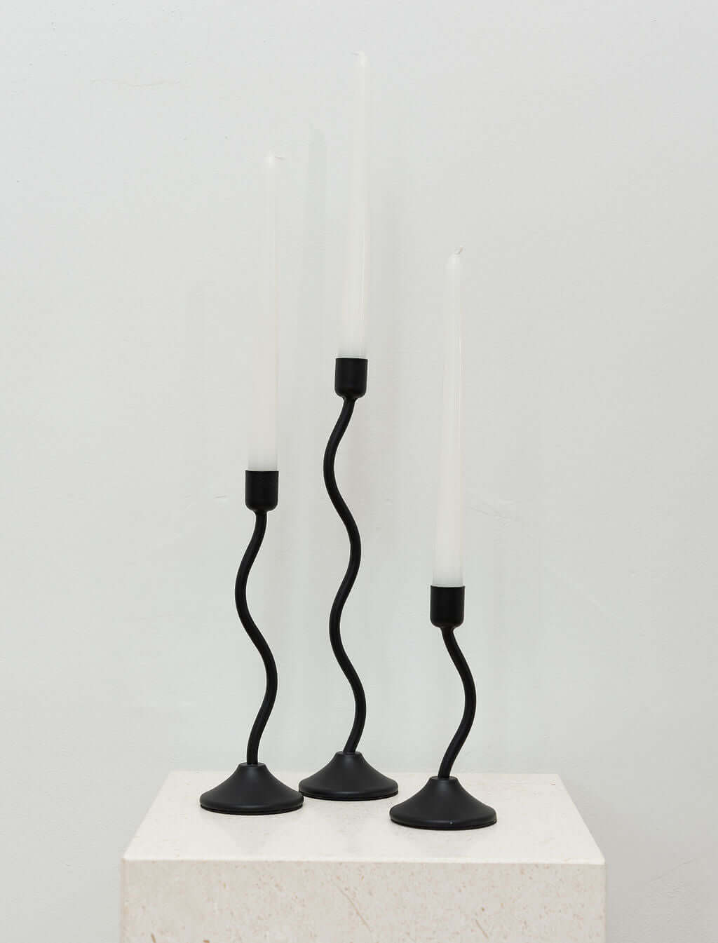 House of 9 Sienna Black Wavy Candle Holders Large, Medium, Small