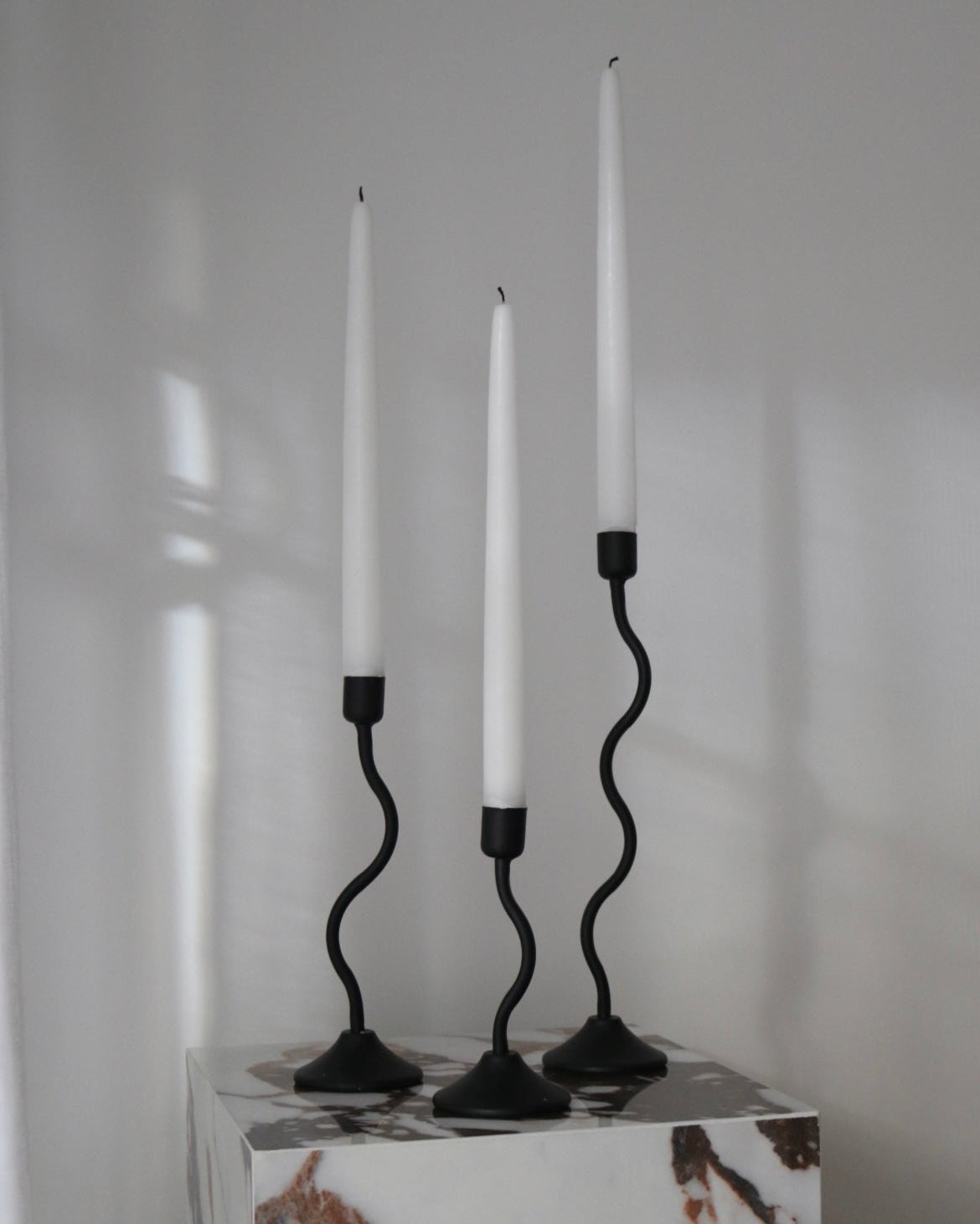 House of 9 Sienna Black Wavy Candle Holders Large, Medium, Small