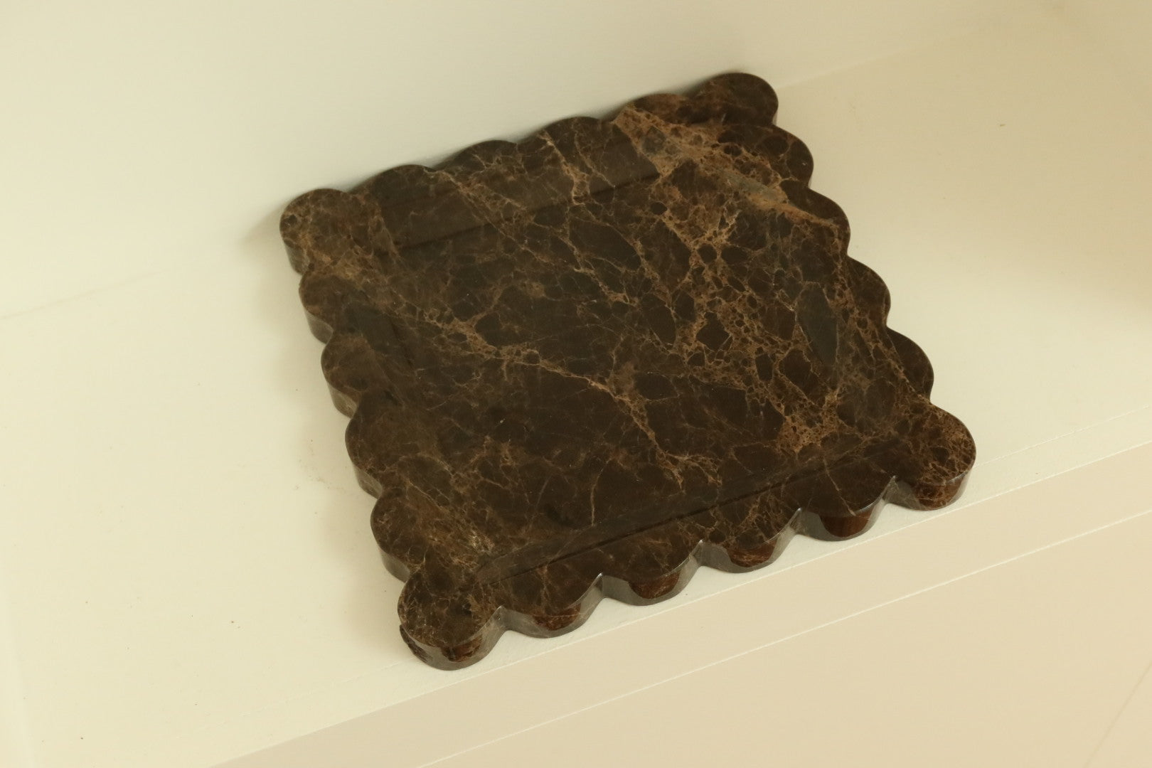 Iris scalloped marble tray emperador dark brown house of 9