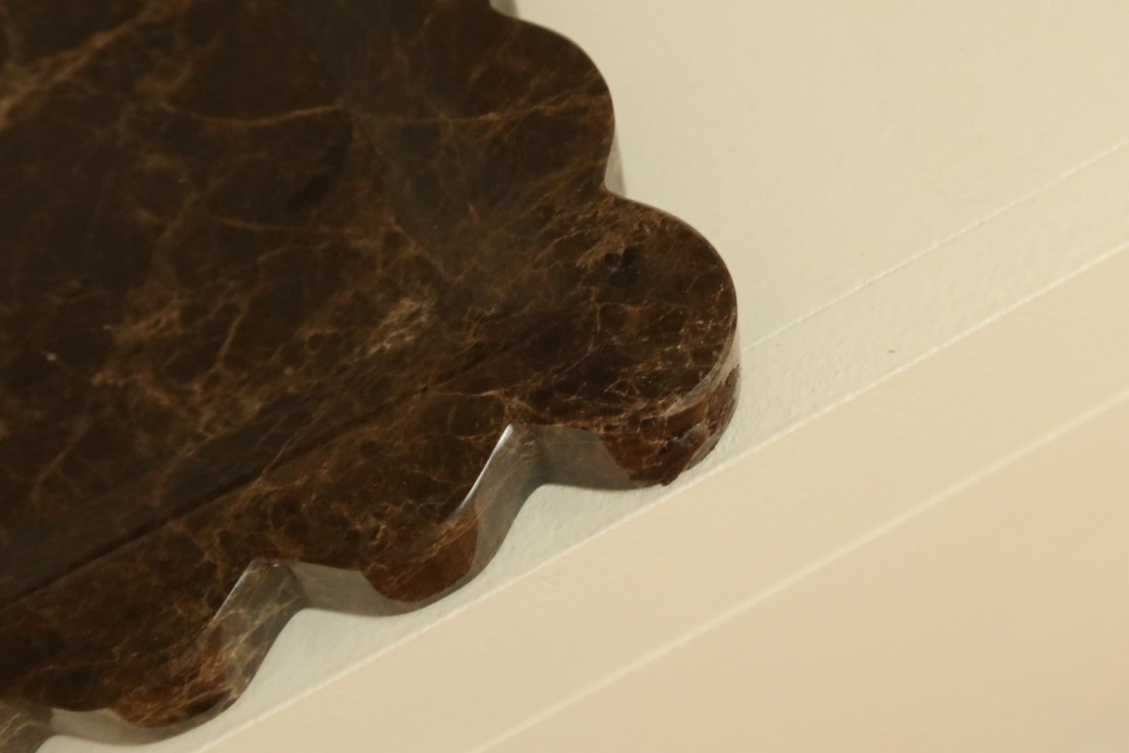 Iris scalloped marble tray emperador dark brown house of 9