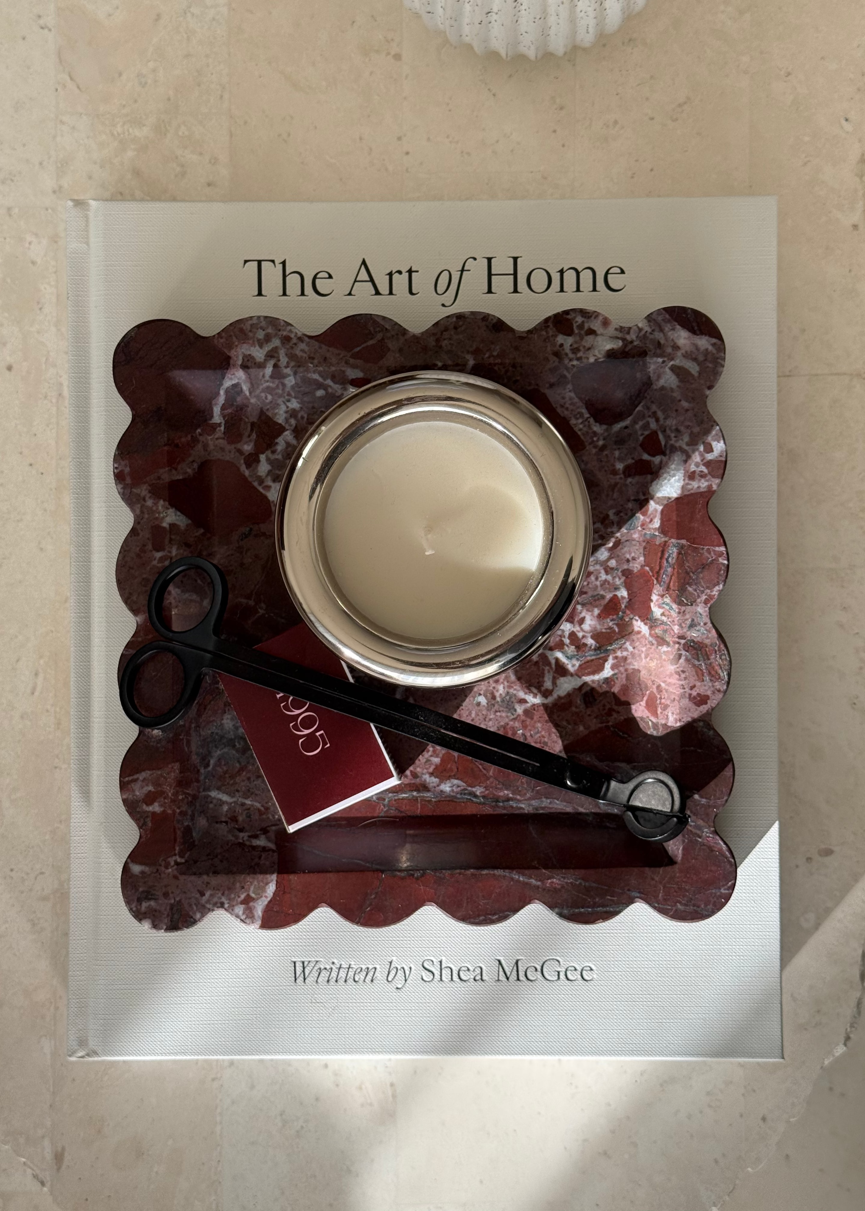 Iris scalloped square marble tray rosso levanto house of 9
