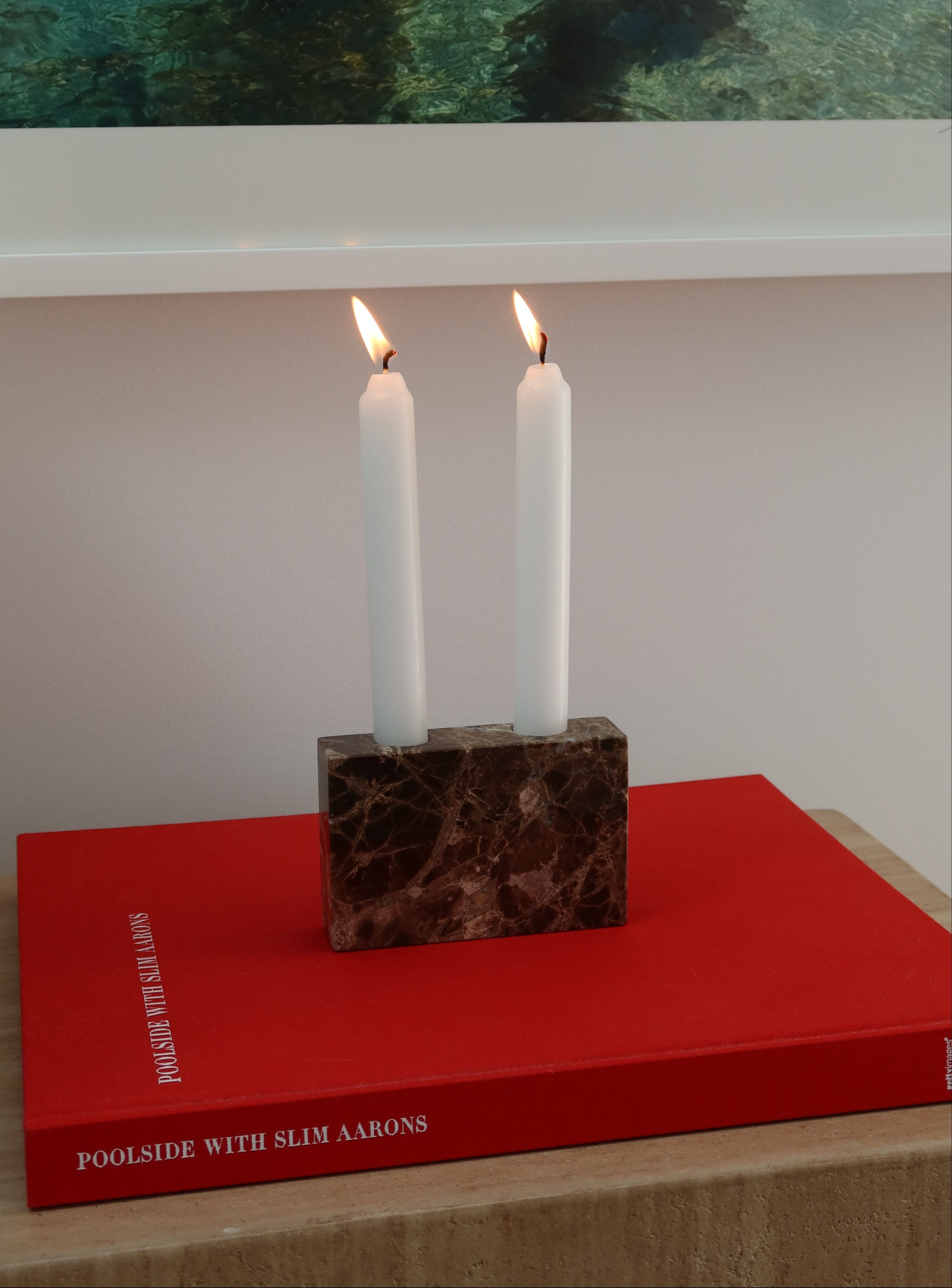 Zander Marble Candle Holder in Emperador Dark Brown - PERFECTLY IMPERFECT