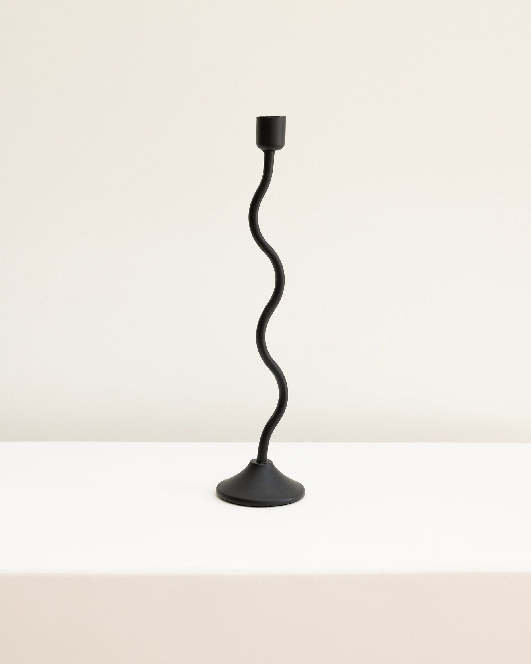 House of 9 Sienna Black Wavy Candle Holder Large