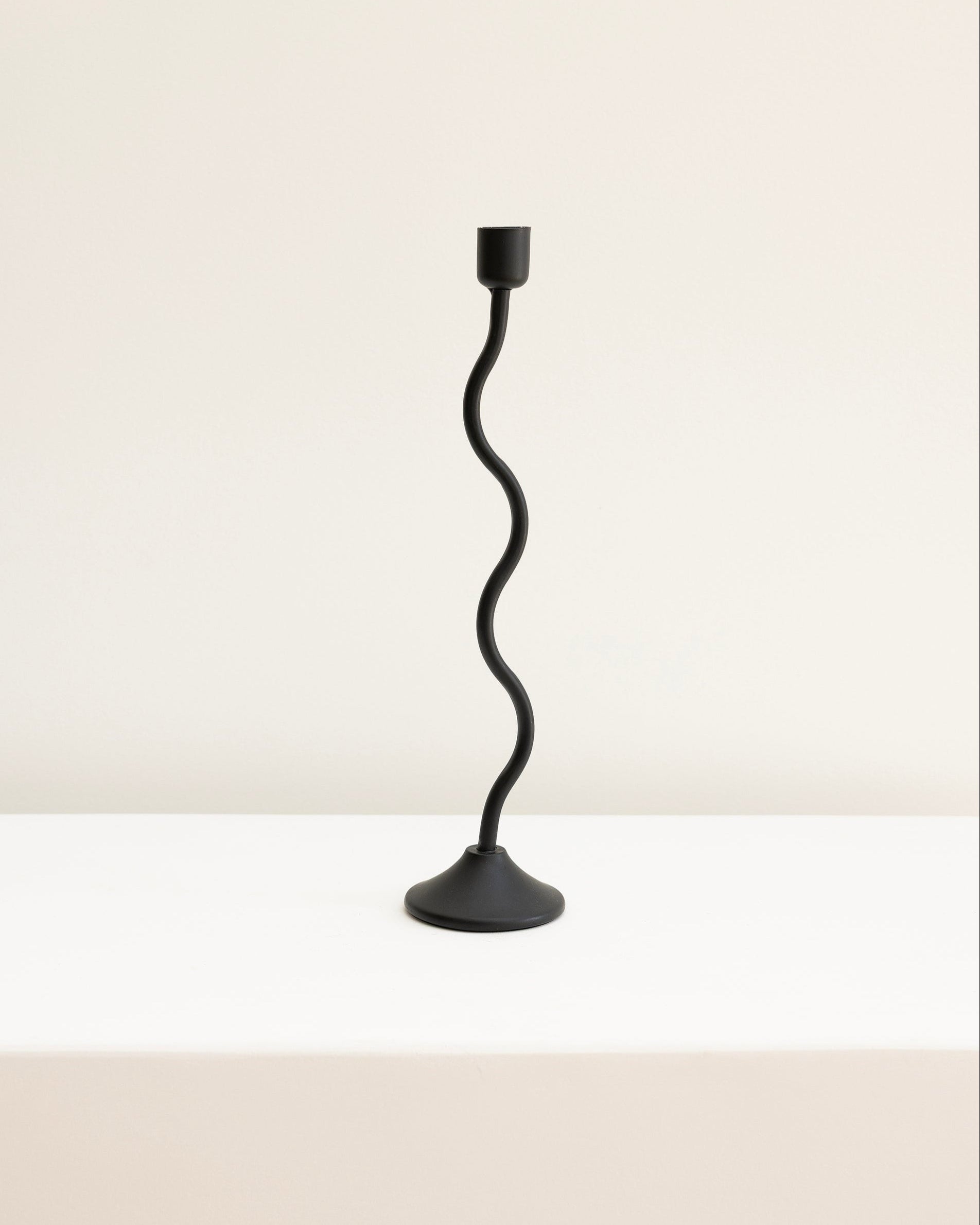 House of 9 Sienna Black Wavy Candle Holder Large
