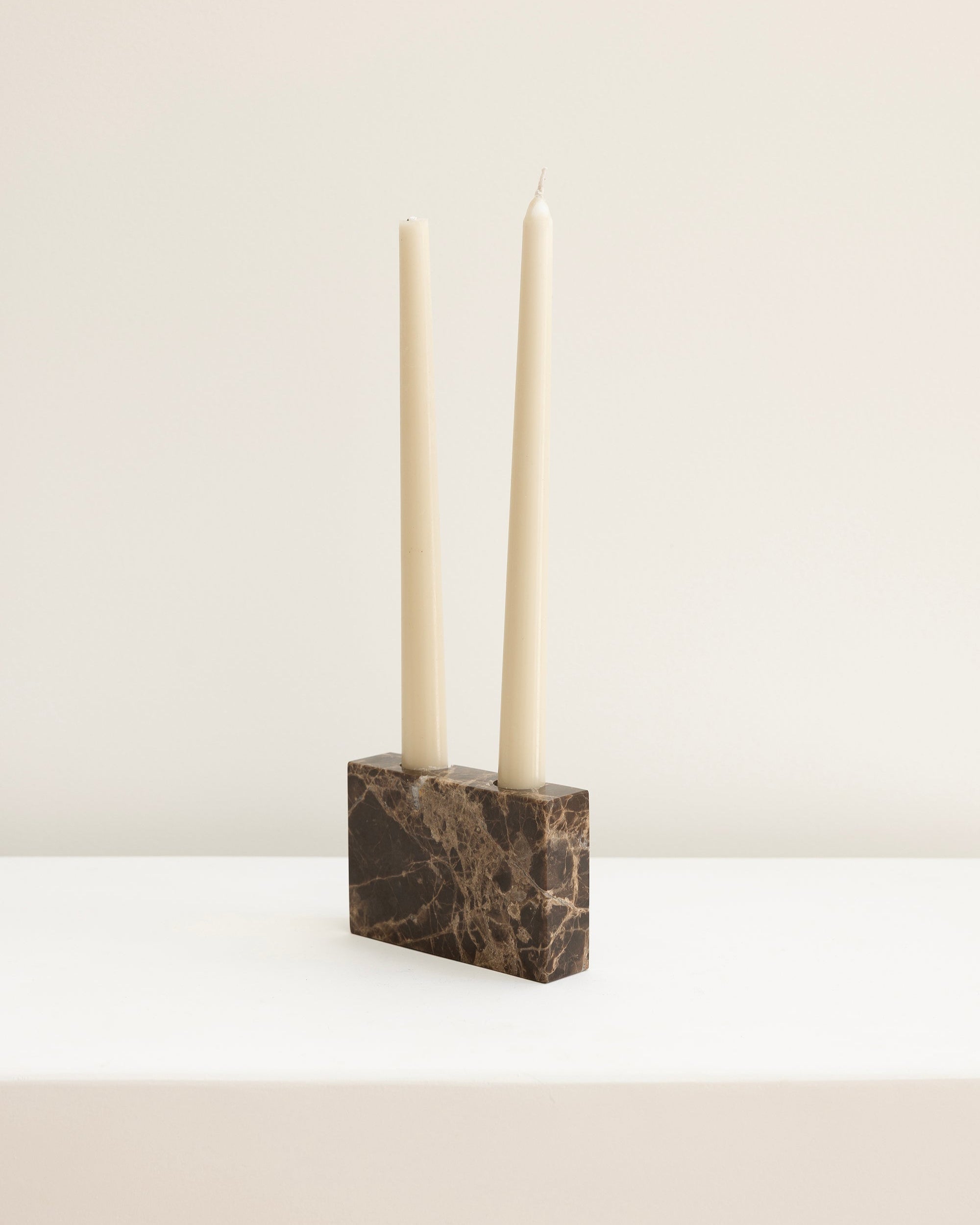 House of 9 Zander Candle Stick Stand Holder Emperador Dark Brown Marble